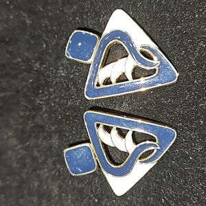 Vintage  earrings  navy  blue  and  gold